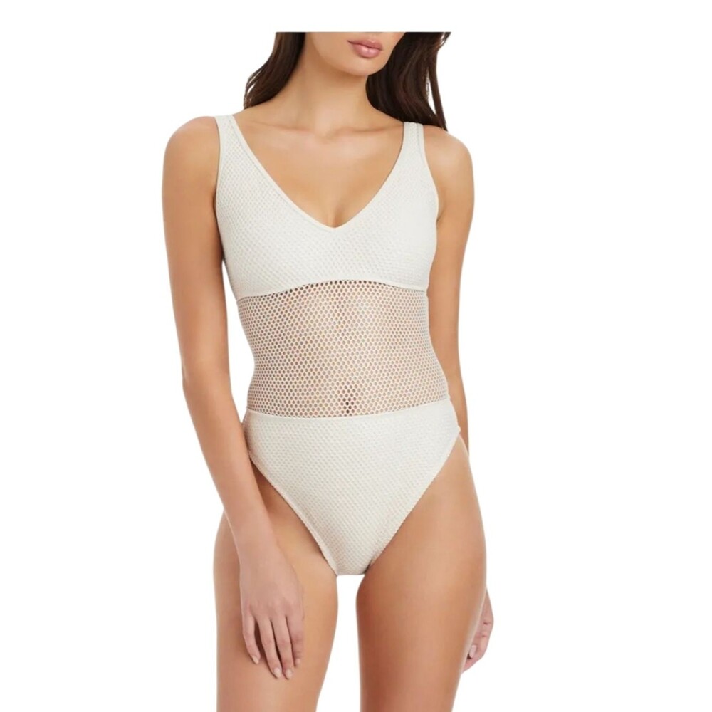 Small Sanctuary Cream Mesh One-Piece Swimsuit